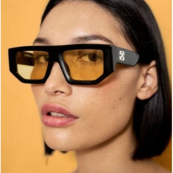 Off-White OERI13F VANCOUVER 6055 Sunglasses Havana Geometric Frame, Green Lenses main image 11